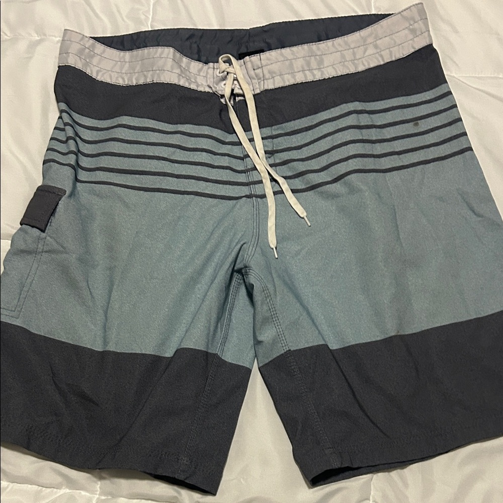 Stylish Gray and Blue Men's Board Shorts